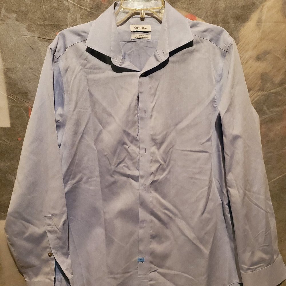 Calvin Klein Men's Performance Non Iron Long Sleeve Button Up Shirt 16 32/33